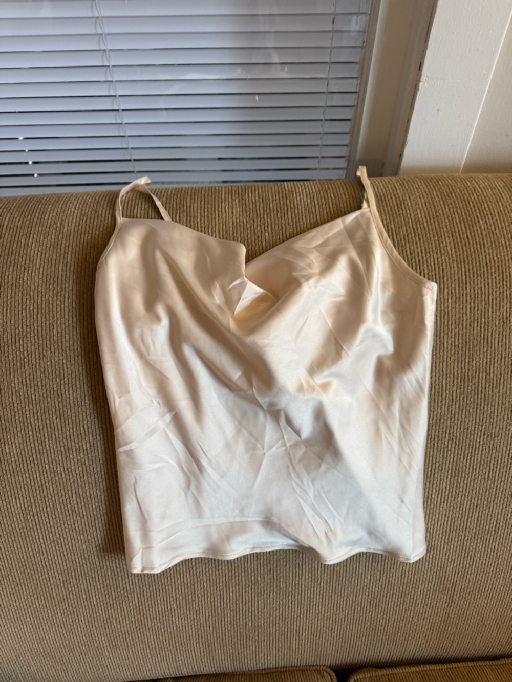 Blush mark Women's Satin Cami Top in Cream - Lightweight Spaghetti Strap